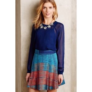 Anthropologie Pleated Front Pullover Navy Blue NEW